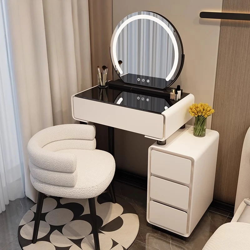 

Роскошная современная мебель для дома, туалетный столик с легким зеркалом и сиденьем, деревянный туалетный столик для спальни, комод