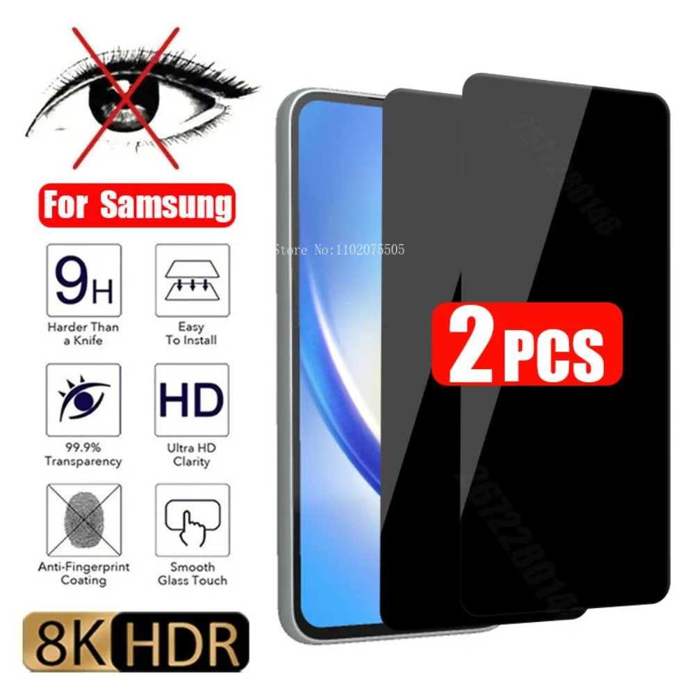 2Pcs Anti-spy Glass for Samsung S21 S20 FE 5G A73 A53 A33 A23 5G Privacy Screen Protector for Samsung A72 A52 A32 A70 A50 A71