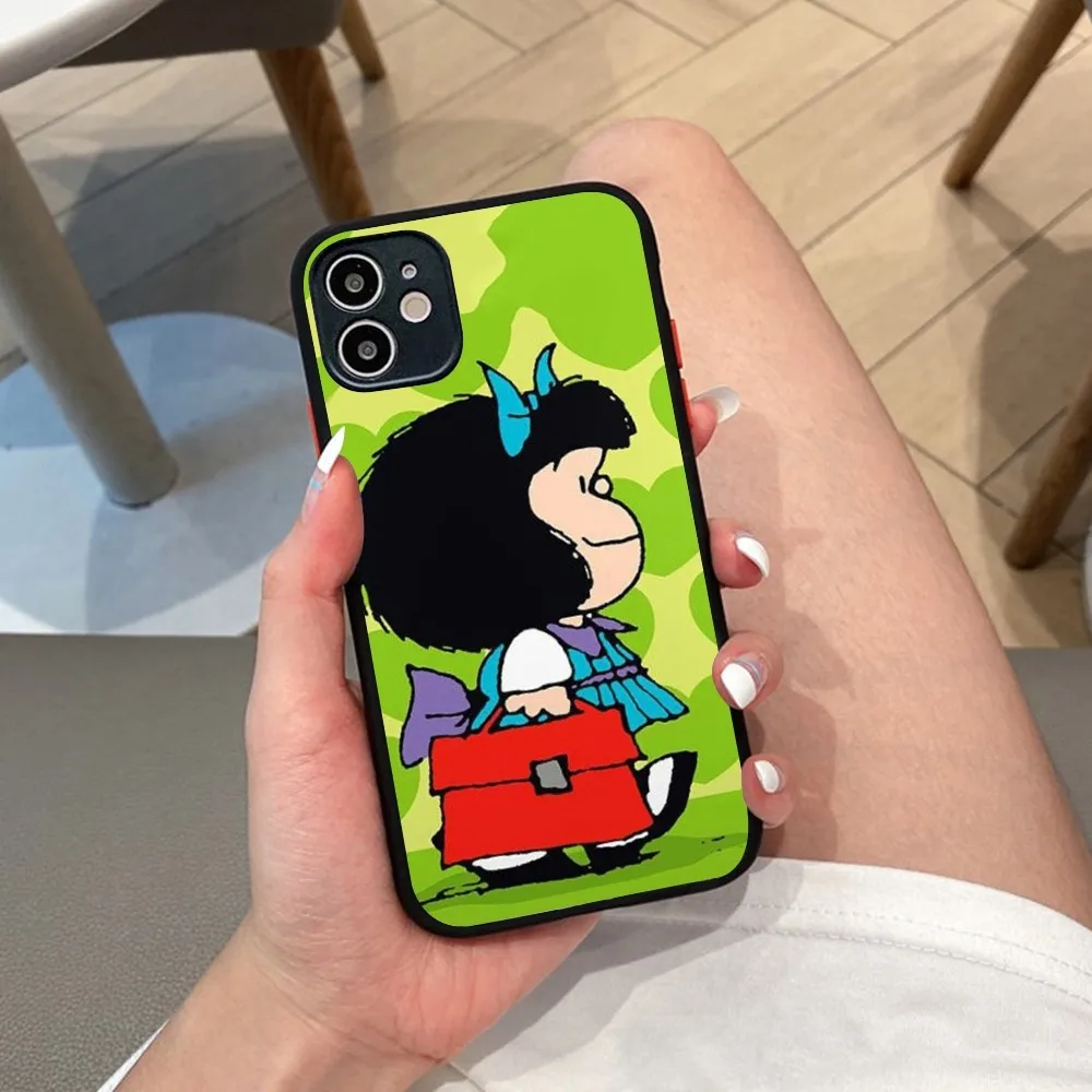 M-Mafalda Phone Case For iPhone 14 X XR XS 7 8 Plus 11 12 13 pro MAX 13mini Matte Shockproof Case