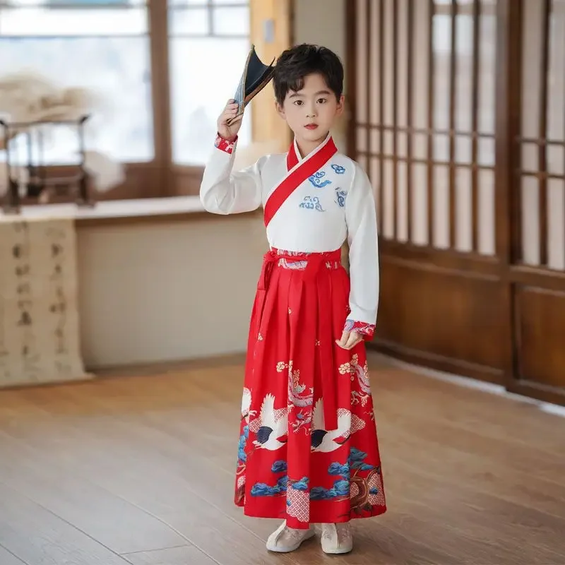 Robe Hanfu chinoise pour garçons et filles, costume de nouvel an pour enfants, costume de carnaval des Prairies, ensemble de cs