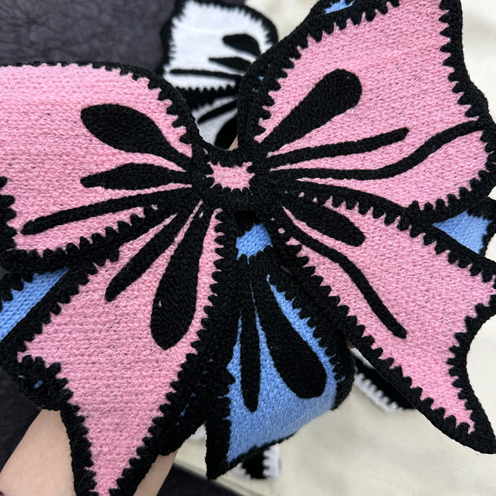 large size Bows Tie Embroidery Patche for Clothing Sew on Clothes T shirt backpack Appliques Sewing Sticker Accessories