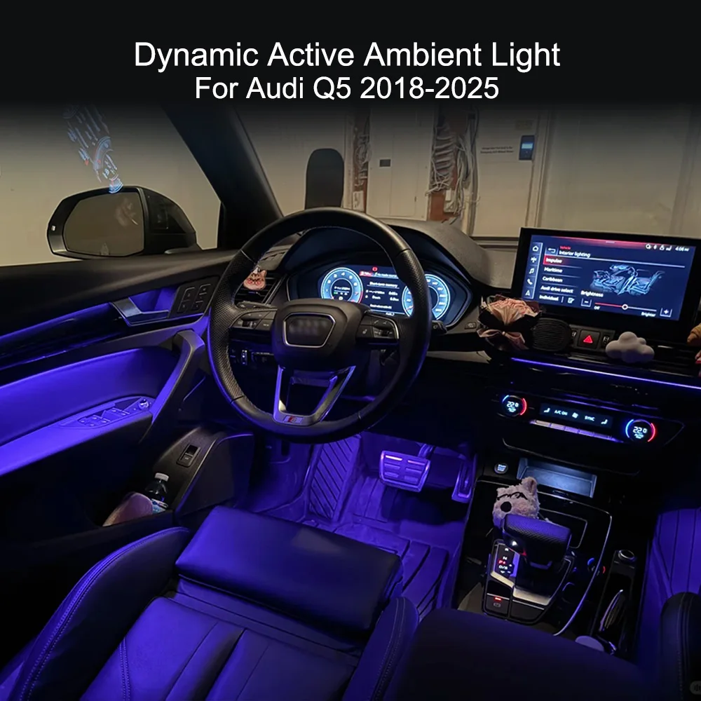 

Dynamic Active Ambient Light For Audi Q5 2018-2025 24 Lights Interior Neon Strip Door Panel Atmosphere Light Decorative Light