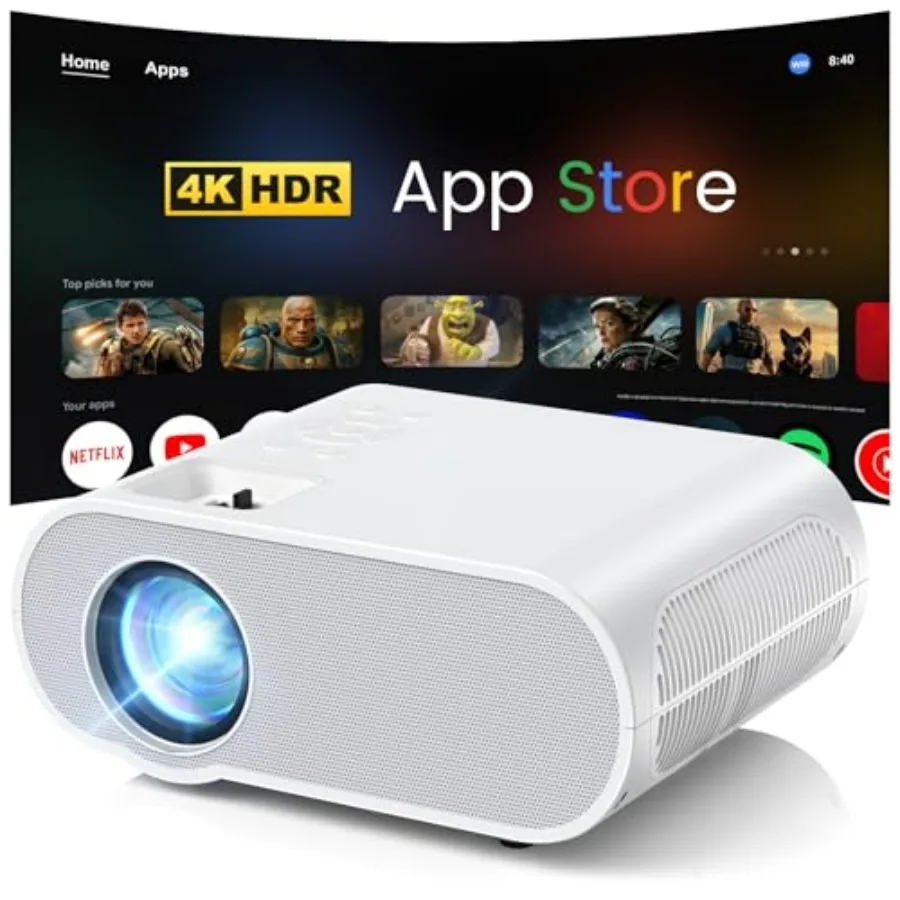 

Умный проектор 1500 ANSI с разрешением 4K, Wi-Fi и Bluetooth, компактный мини-проектор со встроенной функцией стриминга