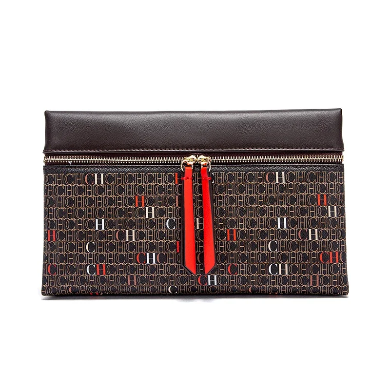 

Exquisite Slanted Printed Colorful Letters LargeCapacity Zipper Compact And ElegantBag Exquisite Striped Fashionable Women's Bag