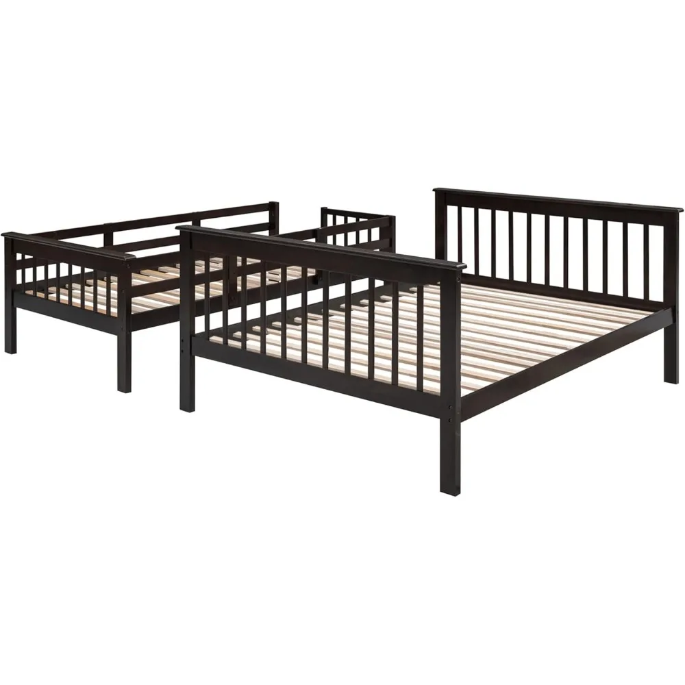 Stackable Twin-Over-Full Bunk Bed with Stairway, Wood Storage Bunk Bed, Detachable Bunk Beds can Be Divided into 2 Beds