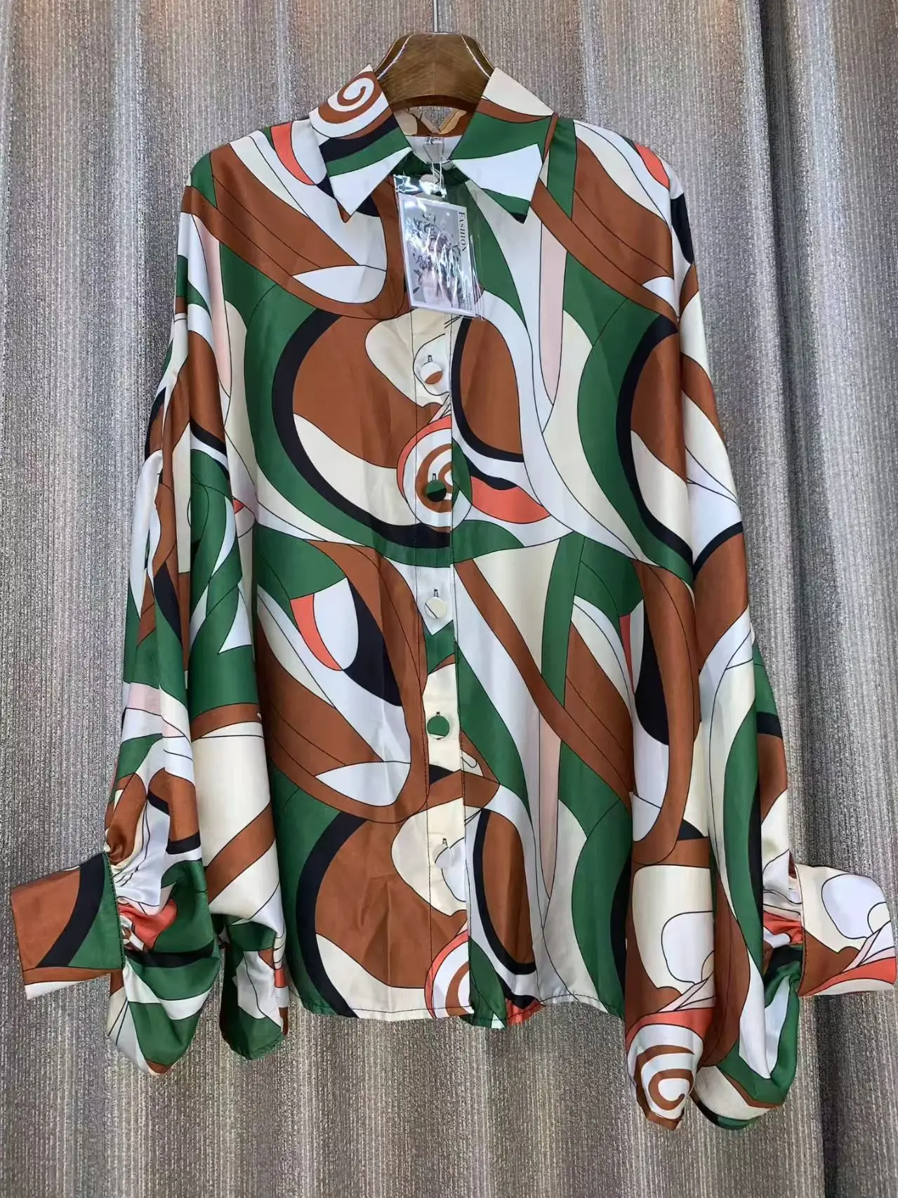 

Fashion 2026 Summer Women Blouse Batwing Sleeve Turn Down Collar Elegant Printed Shirts Female Fashion Loose Top Clothing New