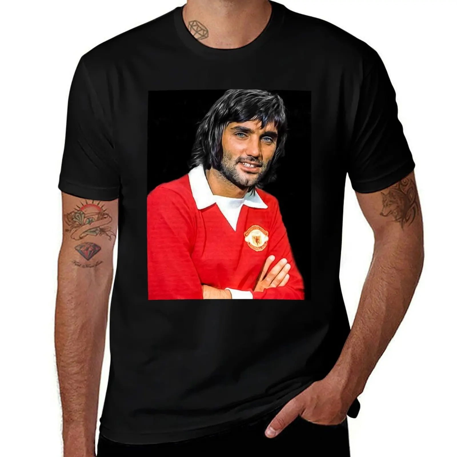 

george best art print T-Shirt boys whites plain aesthetic clothes men t shirts