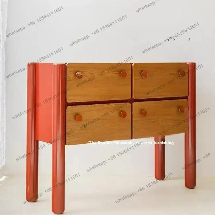 

Modern color matching side cabinet, living room solid wood storage, dining side cabinet, bedroom storage, drawer cabinet