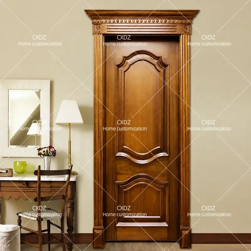Custom Knuckle Walnut Solid Wood Door for Bedroom Kitchen Study Bathroom Flat Pack Installation Modern Style