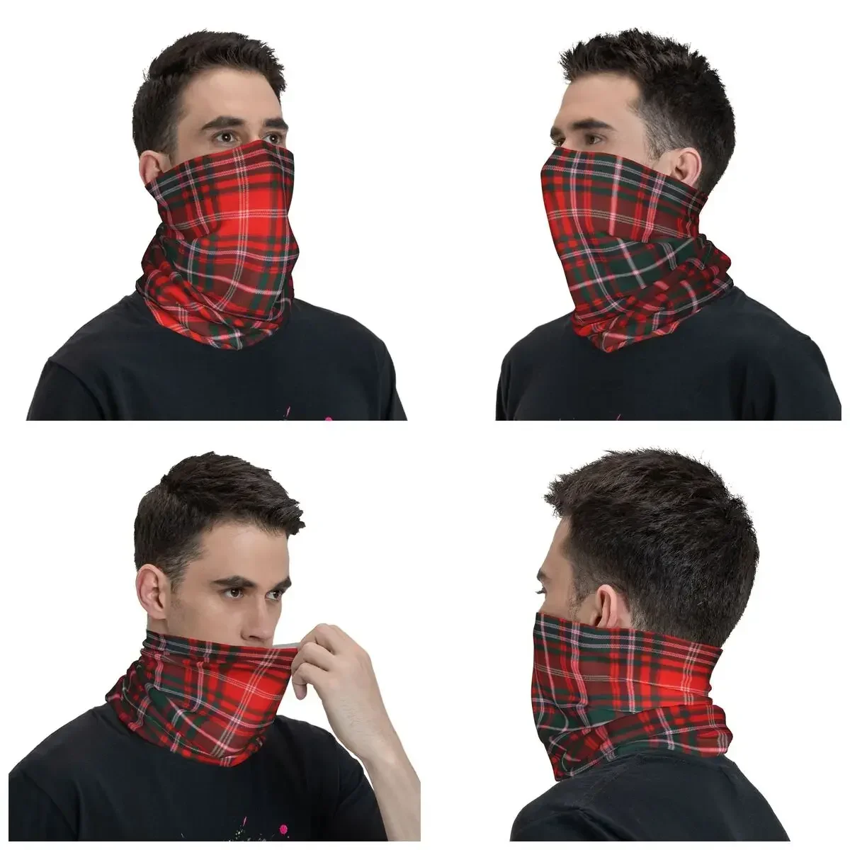 Bandana kotak-kotak Tartan Modern merah, penghangat leher Pria Wanita musim dingin syal tabung Ski penutup WAJAH modis