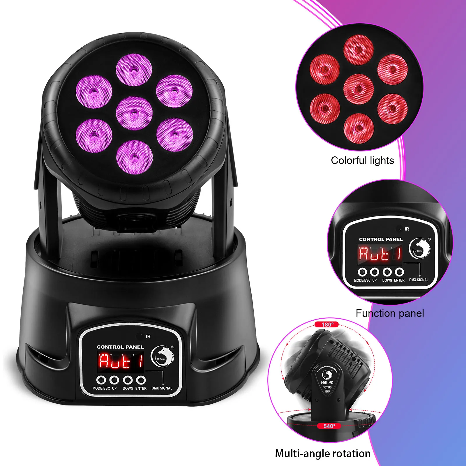 

Fieryzeal 105W RGBW Professional Stage Effect Light LED Moving Head Light DMX Stage Light for Disco DJ Music Party Dance Club