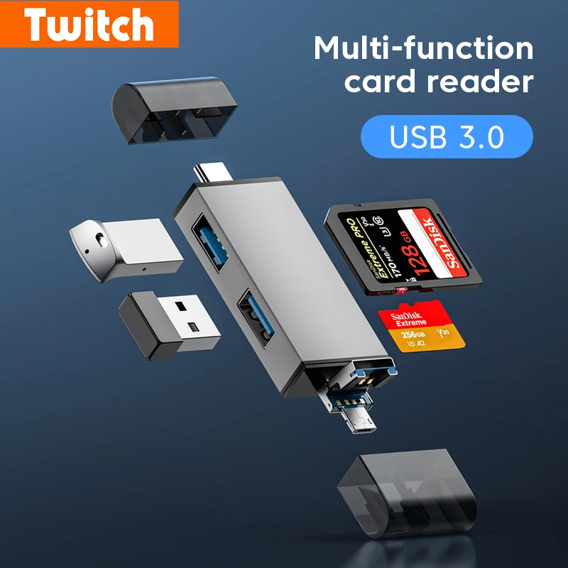 7 in 1 Multi-function USB 3.0 Card Reader OTG Adapter USB Type C Micro USB Flash Drive Universal SD TF High-speed transmission