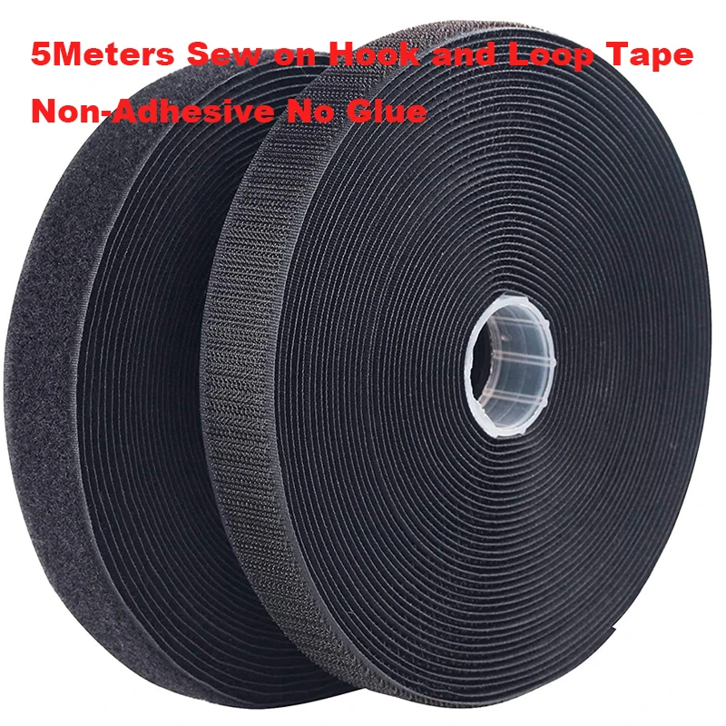 

5Meters/Lot Sew on Hook and Loop Tape Non-Adhesive Fastener Tape 16/20/25/30/38/50mm Nylon Strips Fabric Tape DIY Crafts