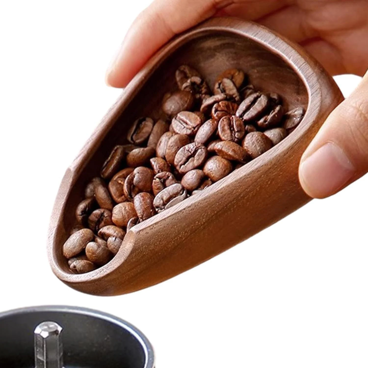 Wooden Coffee Bean Bowl Walnut Wood Coffee Bean Measuring Container Espresso Dosing Cup Tea Leaf Display Tray Coffee Accessories