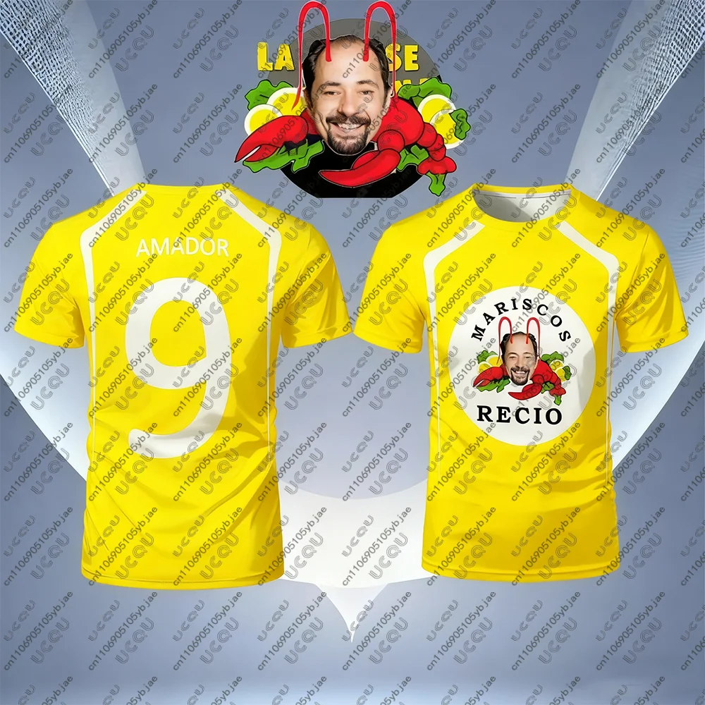 2026 الرجال الاطفال الذكور الفتيان تنفس الفكاهة كرة القدم جيرسي أعلى الكبار المأكولات البحرية الروبيان المنزل هدية كرة القدم الرياضة M-Mariscos R-Recio 9 #4