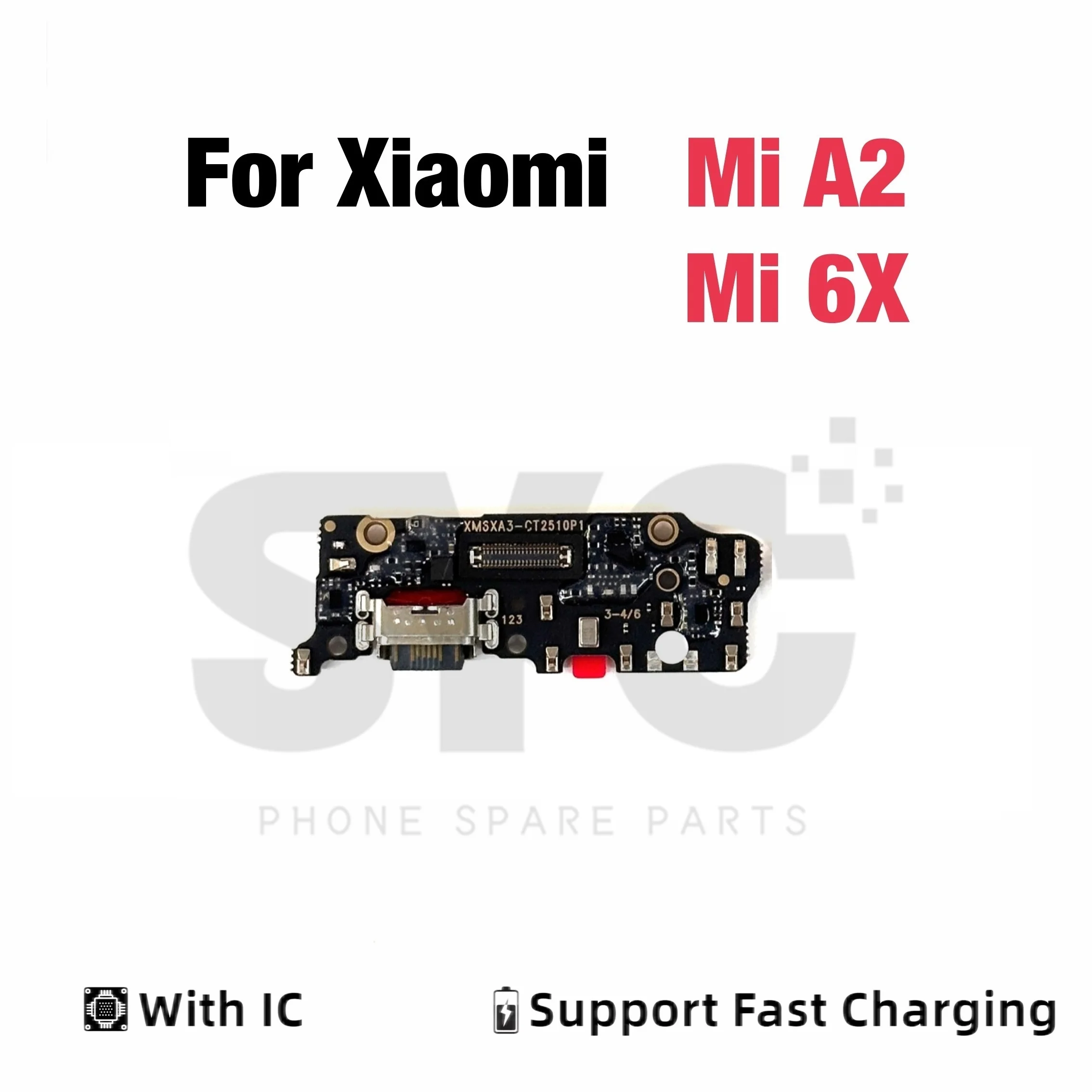 USB Charging Dock Port Connector Board with Microphone Mic Support Fast Charging Replacement Parts for Xiaomi Mi A2 Mi 6X