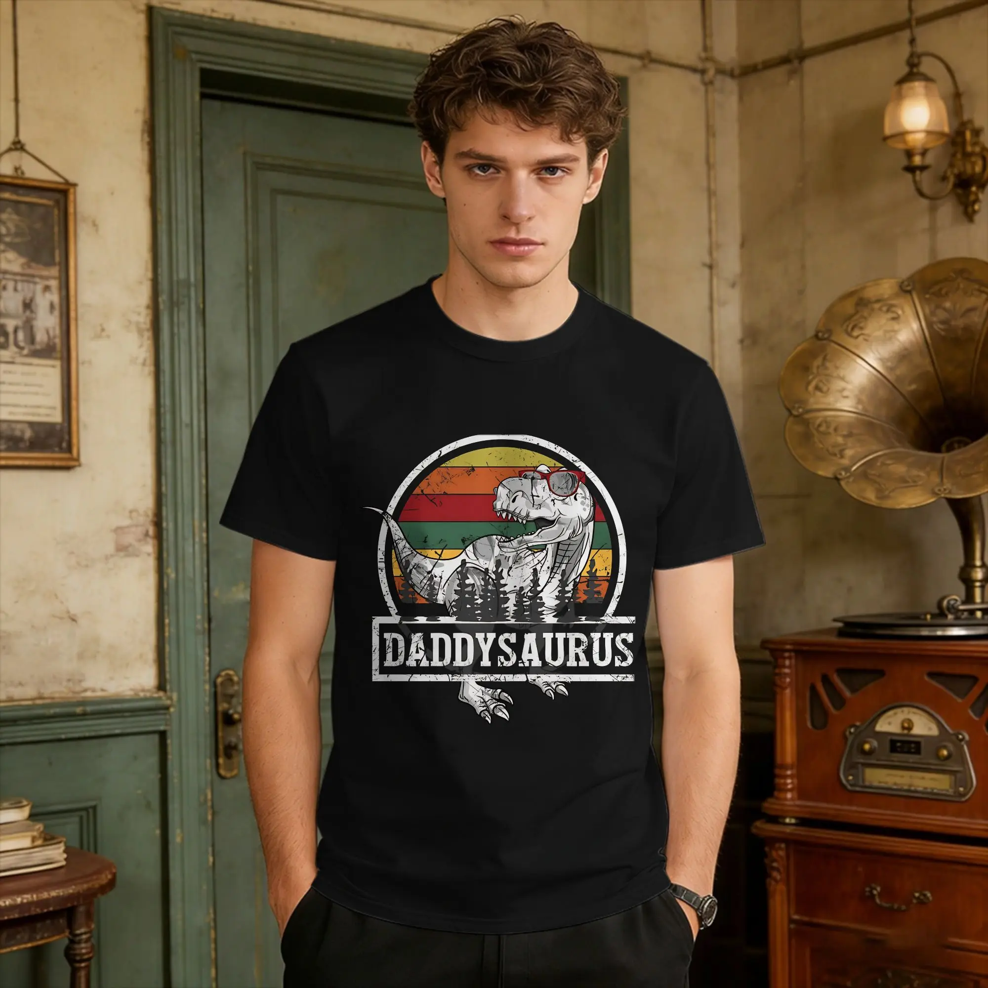 Vintage T-Shirt Summer Daddy Saurus T Rex Family Matching Dinosaur Gift  Novelty T-Shirts  Cotton Tee Shirt for Couple Clothing