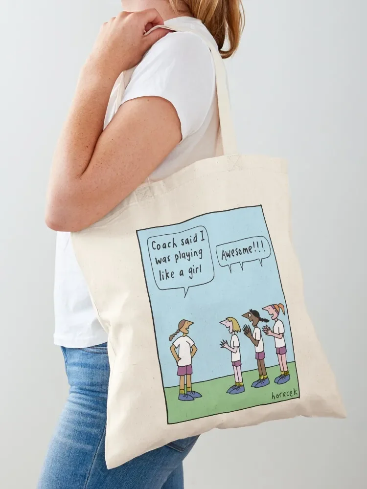 

Playing Like a Girl Tote Bag Women's shopper bag tote bags men tote bag screen Big women
