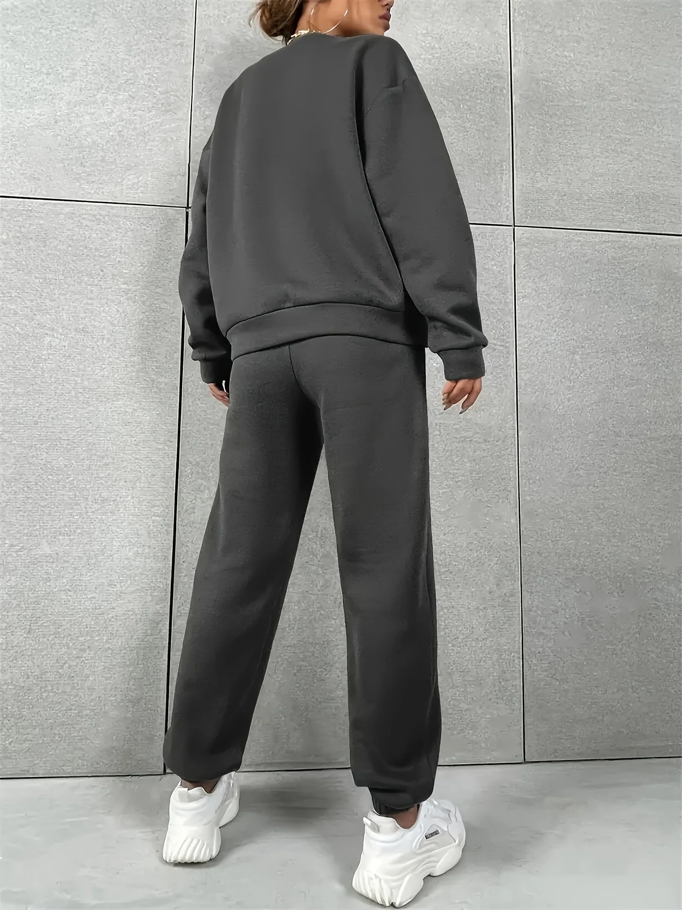 Women's Casual Milan Italia Hooded Sweatshirt And Sports Pants Set Autumn Winter Fashion Printed Plush Thick Warm Outfit