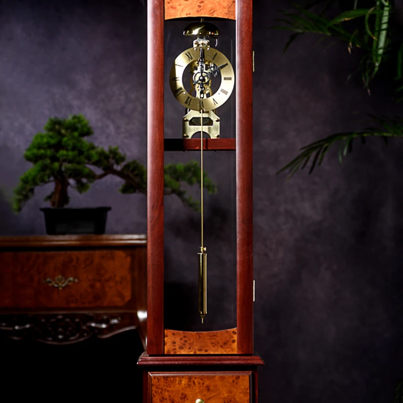 

Solid Wood Mechanical Clock Living Room Chinese-Style Time-Telling Pendulum Vertical Bell