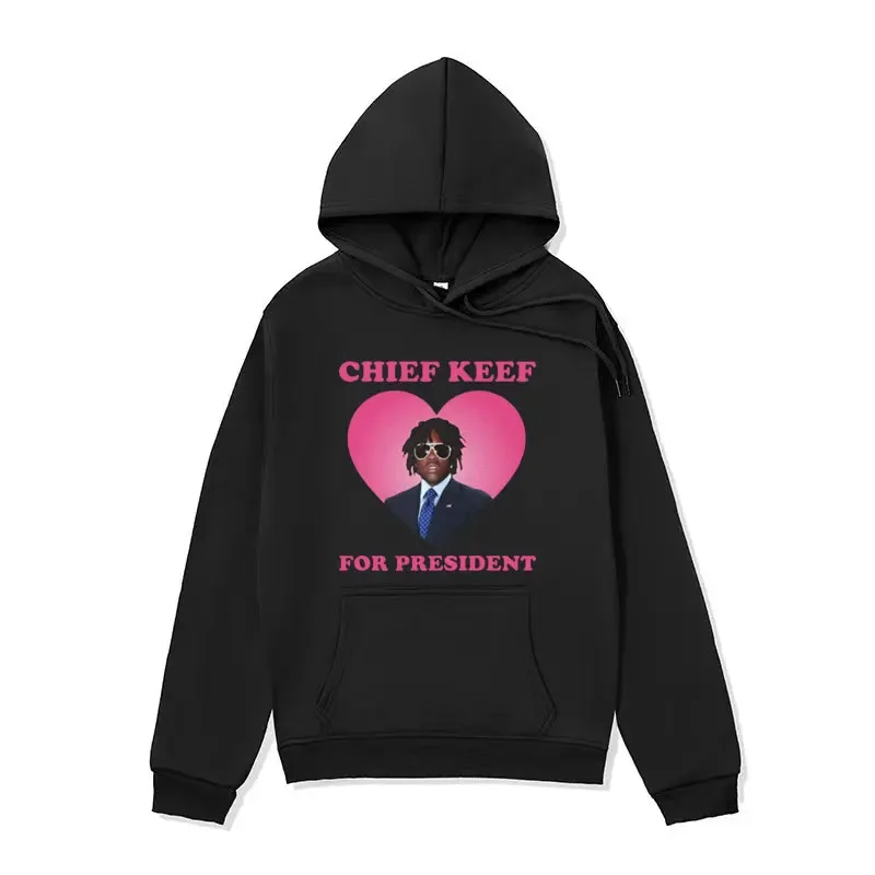 Rapper Chief Keef President Hoodie Men's Fashion Casual Long Sleeve Sweatshirt Aesthetics Clothing Vintage Hoodie Streetwear