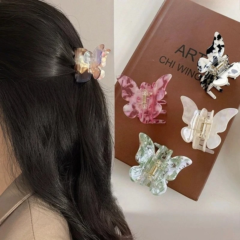 

Korean Style Butterfly Hair Claw, Dainty Aurora Mini Clip for Women, Trendy Crab Claw Ponytail Holder Hair Accessories