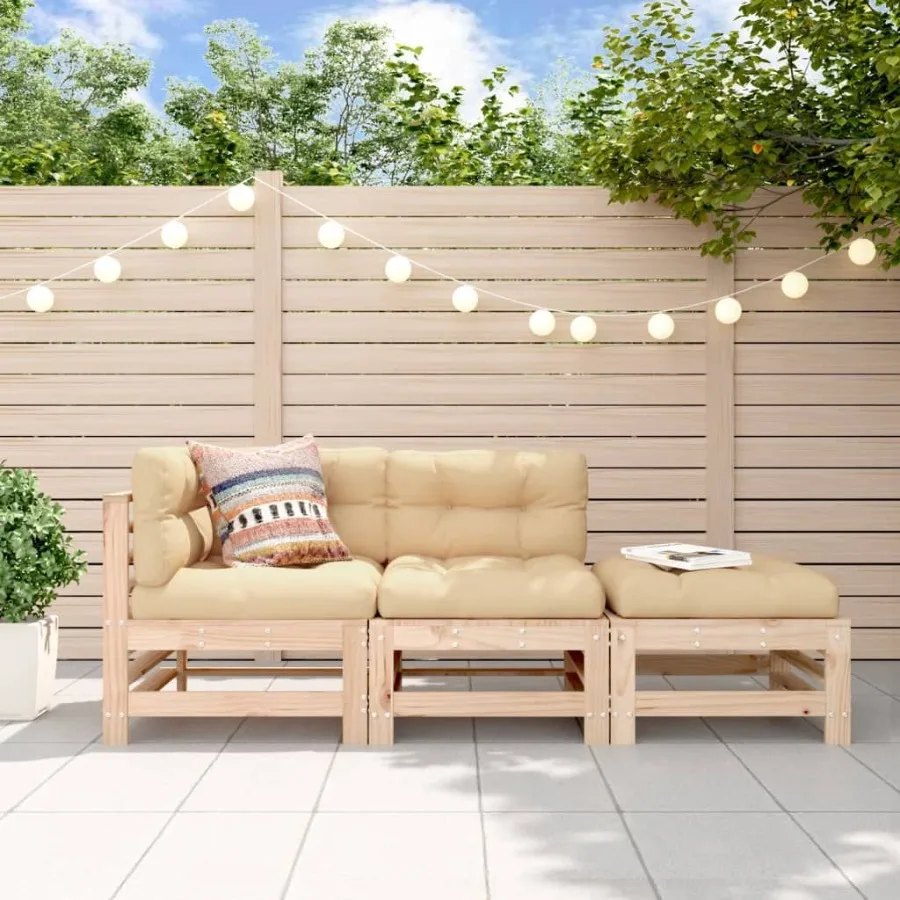 

Garden Lounge Set Natural Pine Solid Wood Large Modular