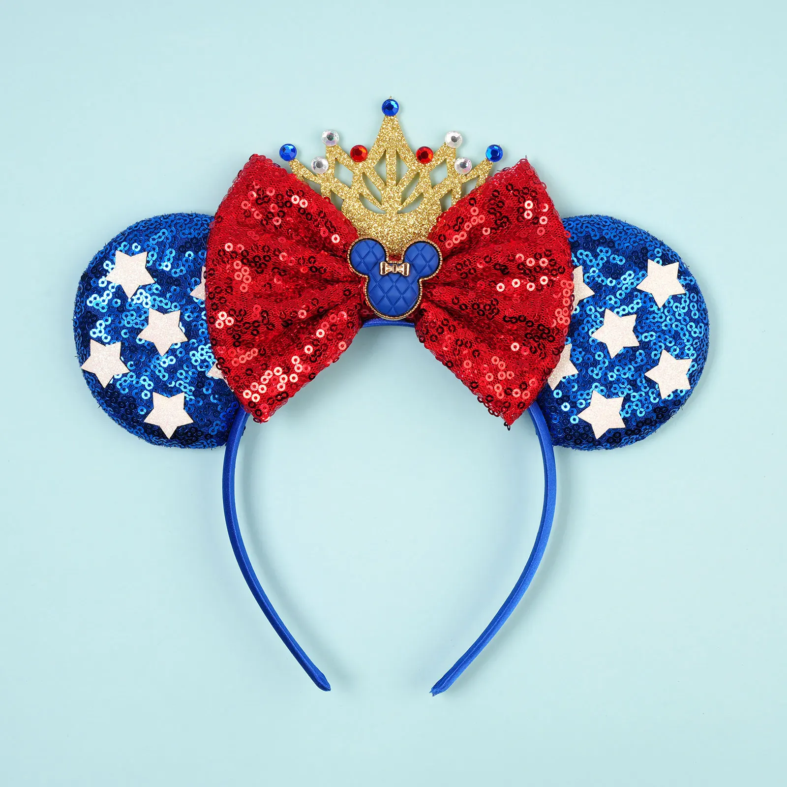 Diademas con cabeza de ratón de DISNEY PRINCESS, diadema con lazo para el Día de la Independencia, fiesta de cumpleaños, Halloween, disfraz de Cosplay DIY para mujeres y niñas