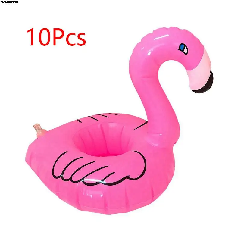 

10Pcs Inflatable Flamingo Swimming Rings Swimming Drink Holder Bath Kids Float Toys Party Supply Pool Accessories Floating Toy