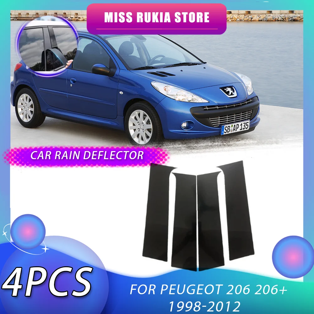 Car Window Trim Cover for Peugeot 206 + 207 Compact Sedan 1998~2012 Black Molding Pillar Posts Stickers Auto Decal Accessories