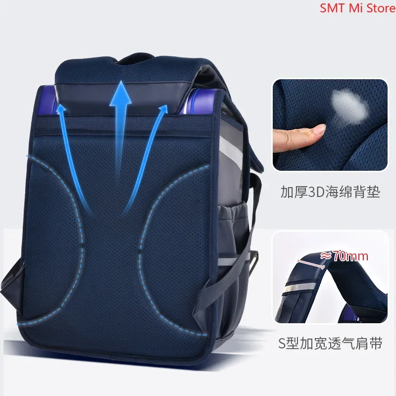 Imagem -02 - Xiaomi Youpin Clarear Acima da Escola Primária Estudantes Flip Grande-capacidade à Prova Impermeável Água 612 Anos de Idade Criança Bolsa de Espaço Crianças Mochila Quente