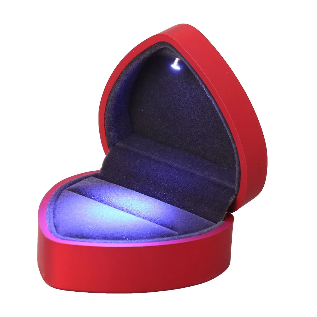 Kotak Cincin Bentuk Hati LED Merah Berlampu Penyimpanan Perhiasan Lamaran Pernikahan Ulang Tahun Hari Valentine Kotak Cincin Pajangan