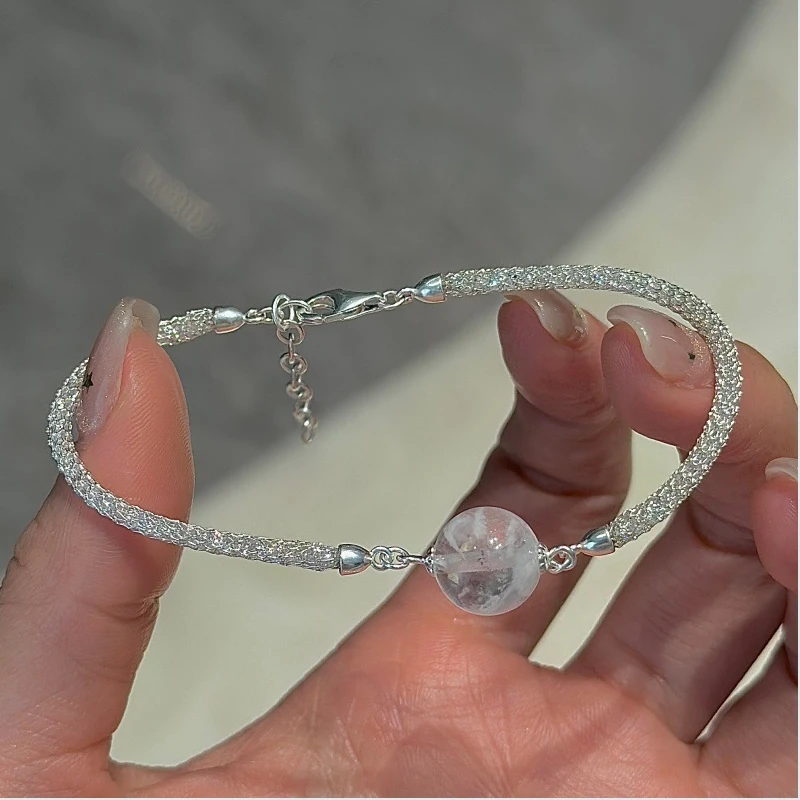 S925 pure silver Korean version niche design retro white ghost bead bracelet simple and fashionable first accessory
