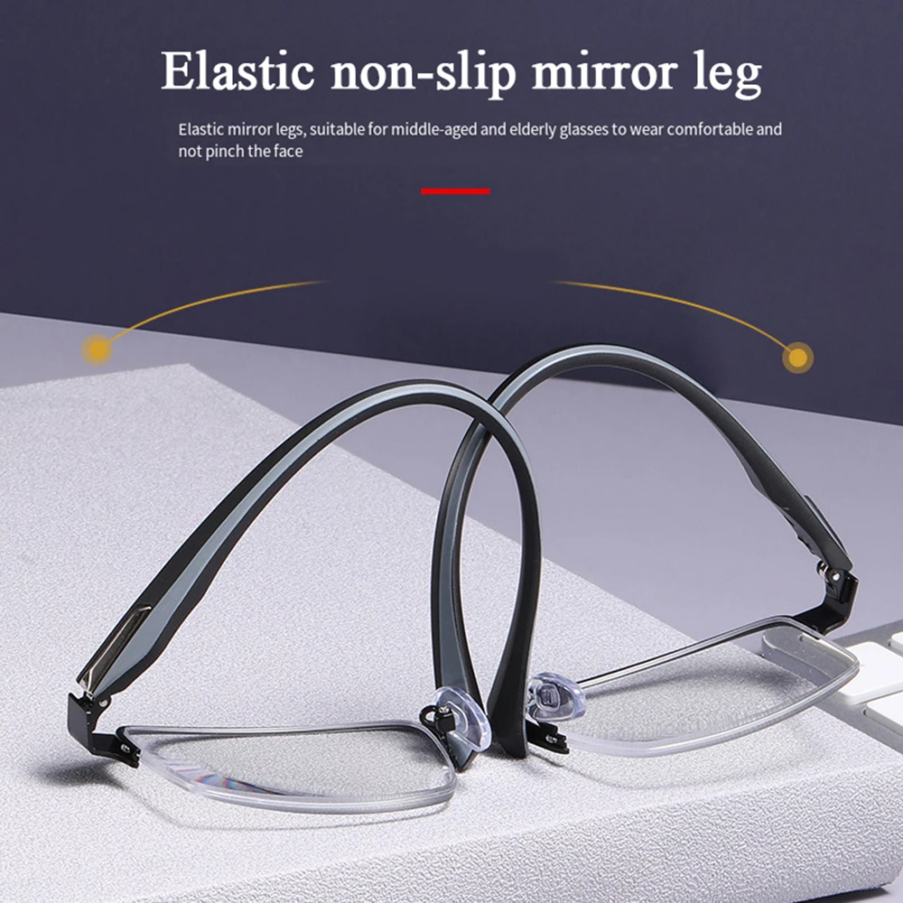 Business Reading Glasses Color Changing Reading Glasses For Both Near And Far Use Anti-Blue Light Smart Zoom Glasses Metal Frame