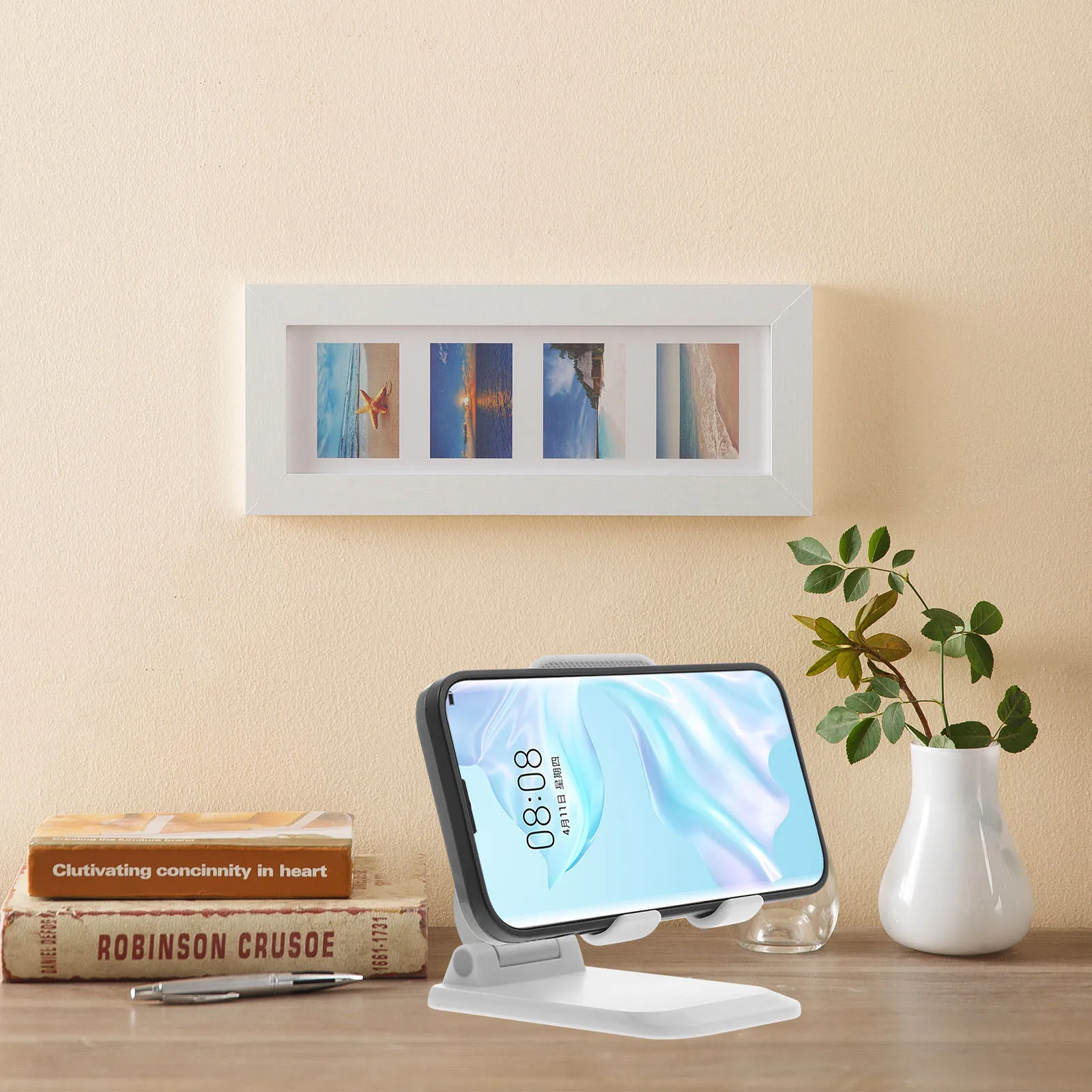 

Adjustable Phone Holder Foldable Cell Stand Desktop Tablet Holder for Home Office Portable Anti-Slip Stable Design with Pad