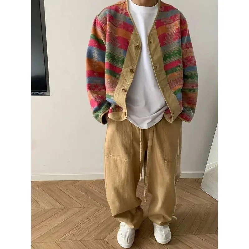 Male Fall Chao Pai Coat Retro Nationality Loose Comfortable Jacket  Wearing Outside Light Luxury Spring and Autumn Period