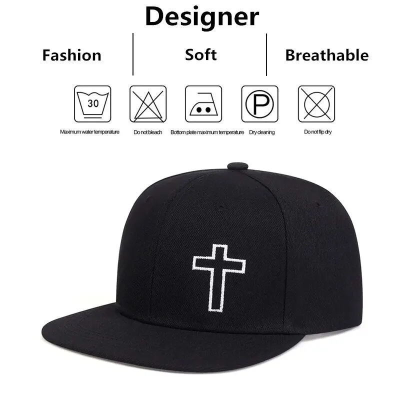 Unisex Cross Embroidery Hip-hop Hats Outdoor Adjustable Casual Baseball Caps Sunscreen Hat