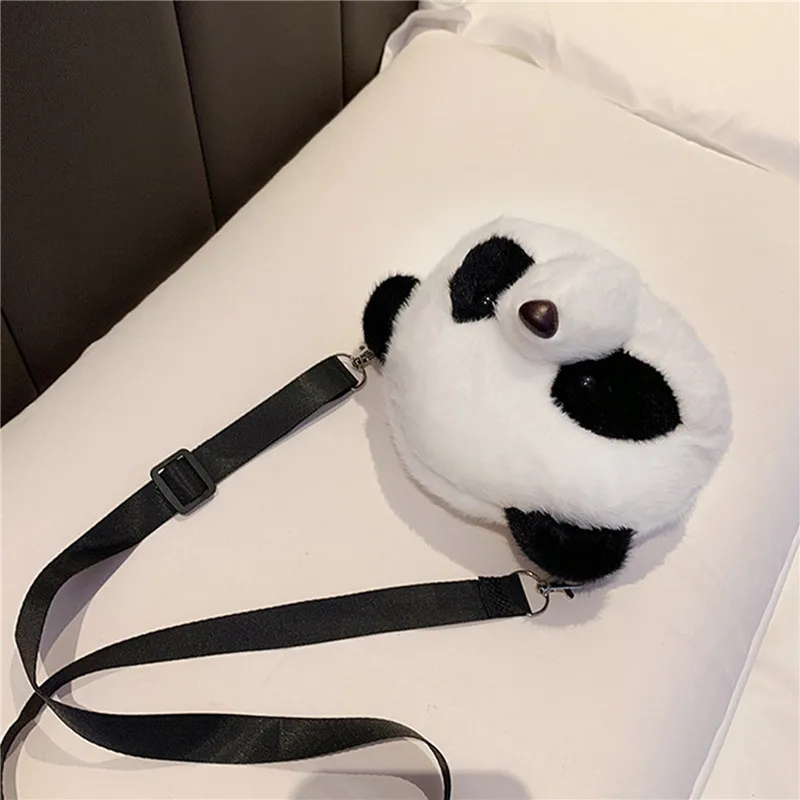 Urocza pluszowa Panda torba Crossbody damska zimowa torba ciepły, puszysty mobilna etui na telefon kreskówkowa damska torebka podróżna nowość