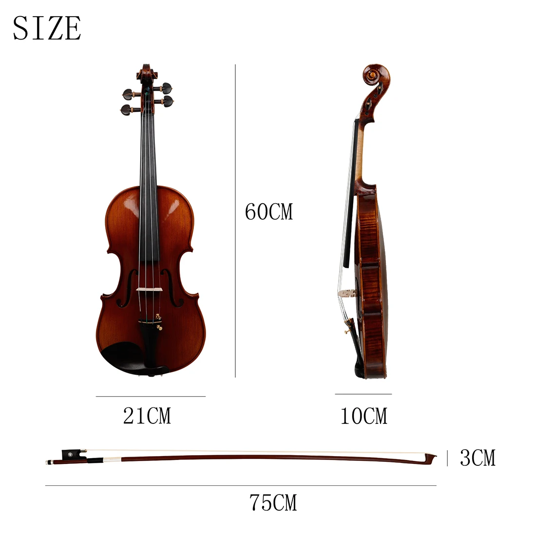 4/4 Violin Solid Spruce Top & Maple Back Violin All Handcrafted with Ebony Fittings for Beginners Student Professions Instrument
