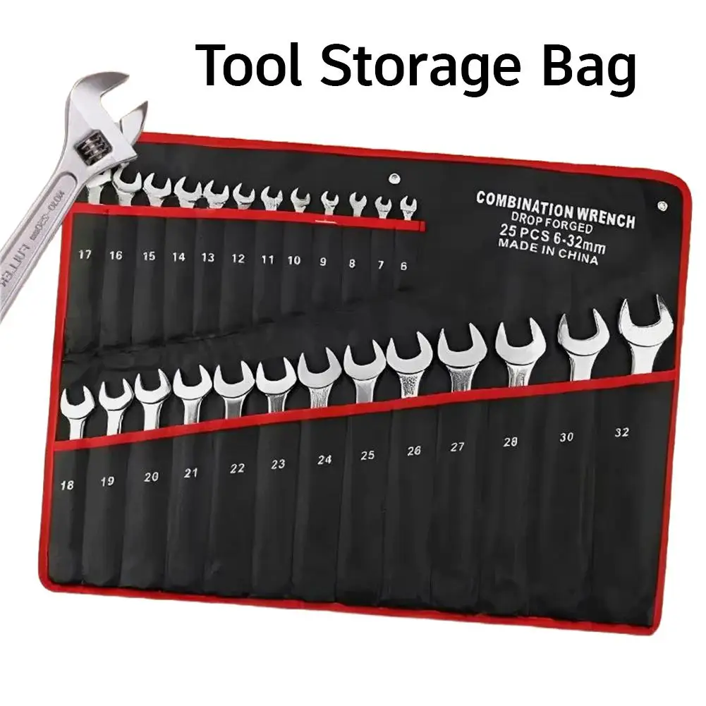 Wrench Roll Up Organizer Bag 25 Pockets,Portable Tool Pouch with Handle for Spanner Pliers, Heavy Duty Canvas Tool Holder