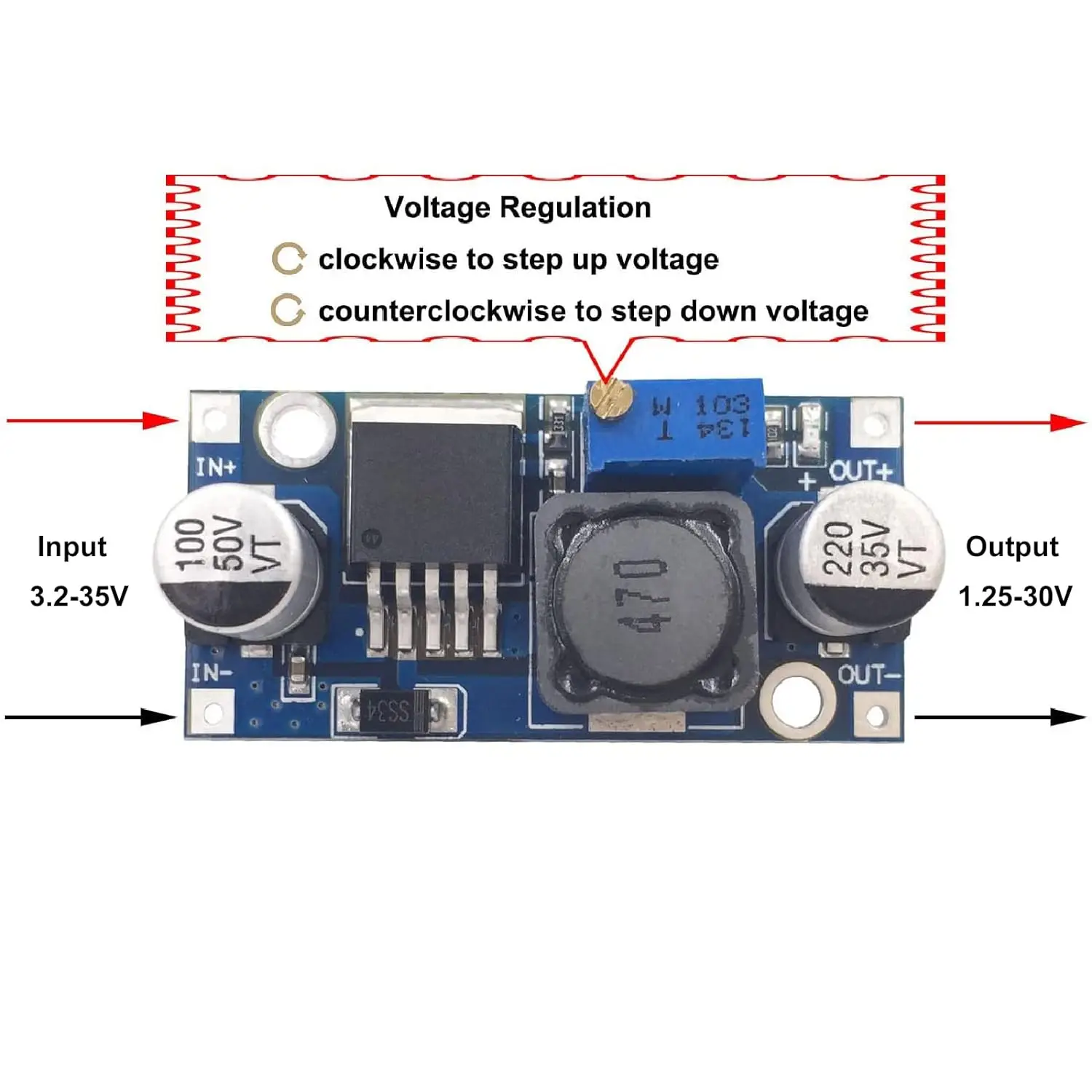 LM2596 DC to DC High Efficiency Voltage Regulator 3.2-35V to 1.25-30V Buck Converter DIY Power Supply Step-Down Module