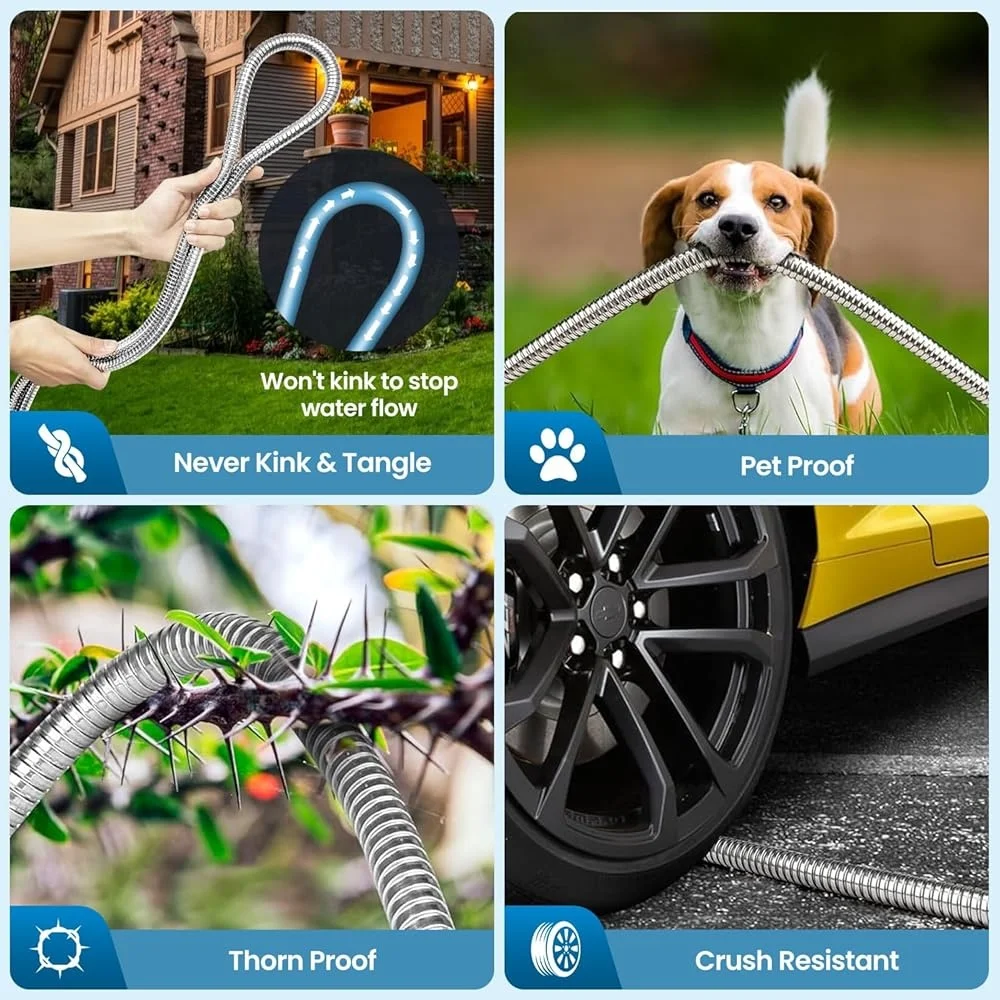 خرطوم حديقة قابل للتوسيع 100FT مع 10 وظيفة فوهة خرطوم مياه معدني خالي من المشبك موصلات مانعة للتسرب تركيبات نحاسية متينة #5