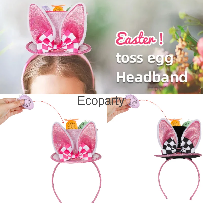 Funny Easter Theme Party Bunny Ears Headband Boy Girls DIY Easter Egg Hat  Happy Easter Party Gifts For Kid Birthday Accessory