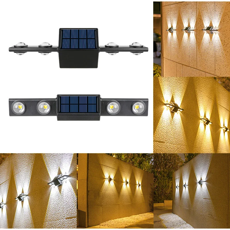 

2pcs Solar Wall Lamp Outdoor Waterproof Solar Powered Lights Outdoor Up And Down Illuminate Garden Yard Decoration Sunlight