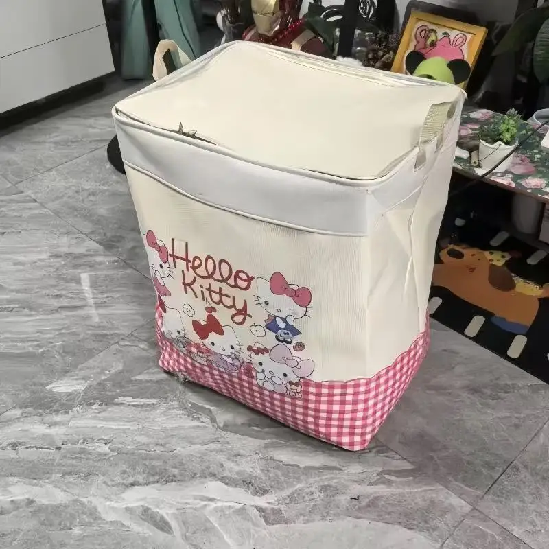 سلة تخزين مقاومة للماء من سانريو هالو كيتي سعة 120 لترًا للنساء، سحاب مزدوج قابل للطي للتخزين الموسمي مع صندوق حلقي فولاذي #2