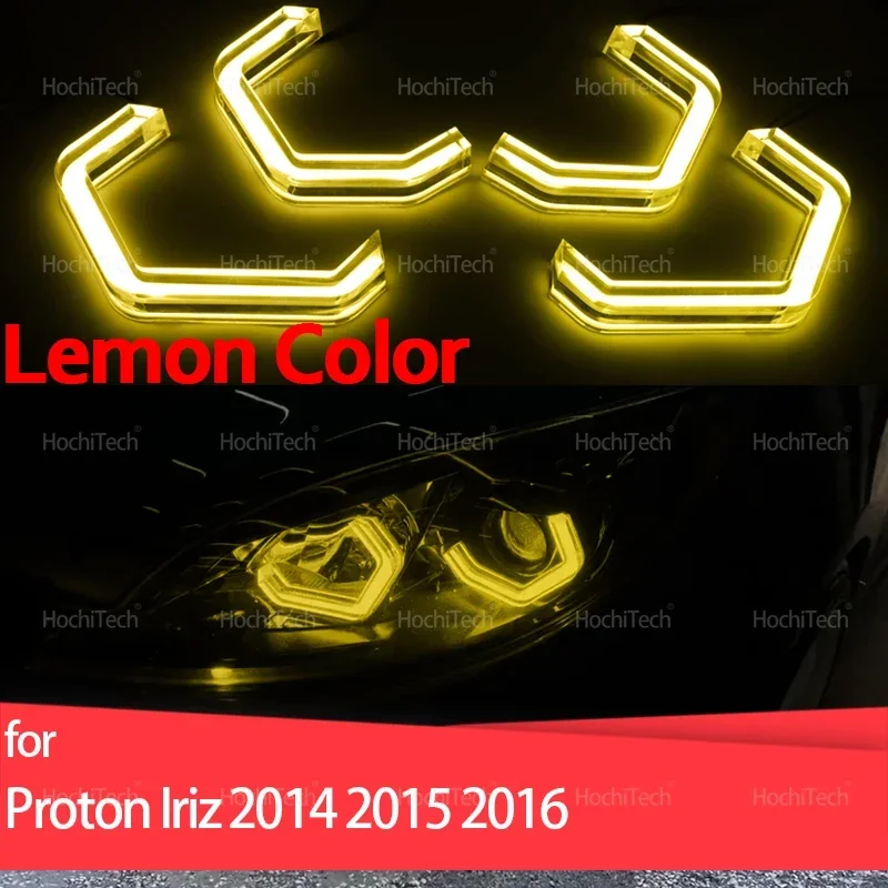 

Отличный дневной свет лимонно-желтого цвета в стиле M4, ультра яркие белые светодиодные кольца с ангельскими глазами для Proton Iriz 2014 2015 2016