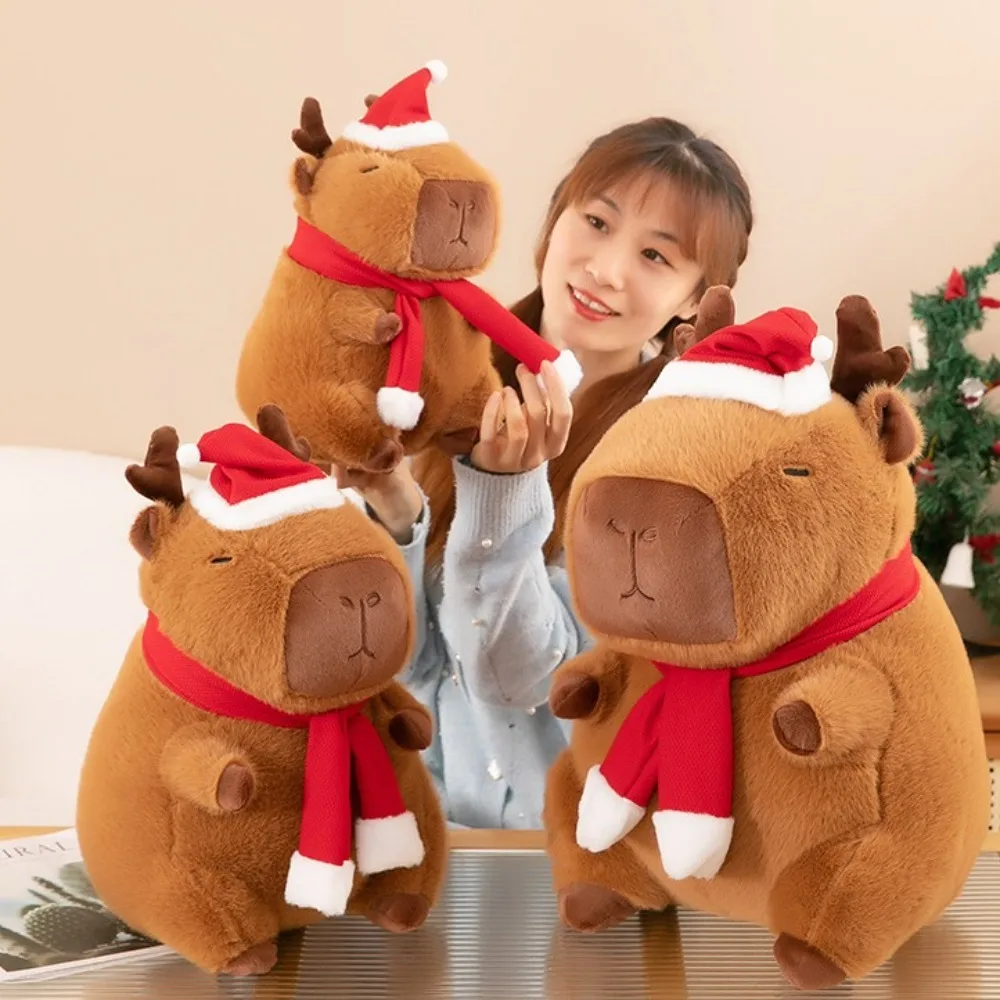 Kawaii Dress Up Natale Capibara Peluche Cartoon Simulazione Capibara Peluche Soffice Morbido Capibara Fluffy Doll Giocattolo Di Natale