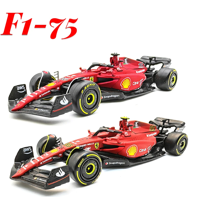 Burago 1:43 2022 Scuderia Ferrari F1-75 #16 Leclerc #55 Sainz F1 Model Formula Car Static Simulation Diecast Collection Gift