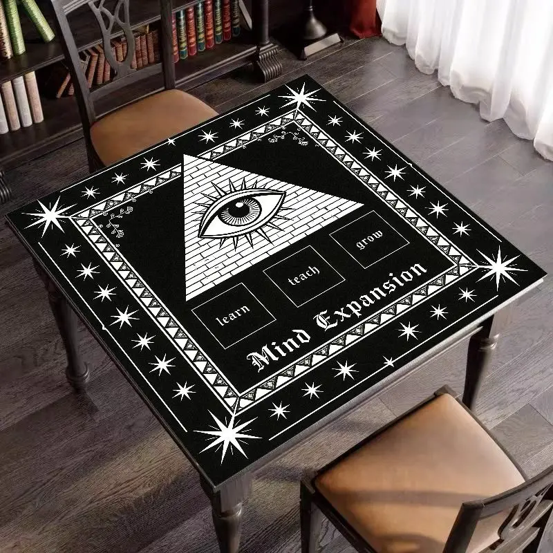 VIKAMA Zodiac Wheel Altar Cloth Blue White Astrology Star Chart Tarot Table Mat for Divination