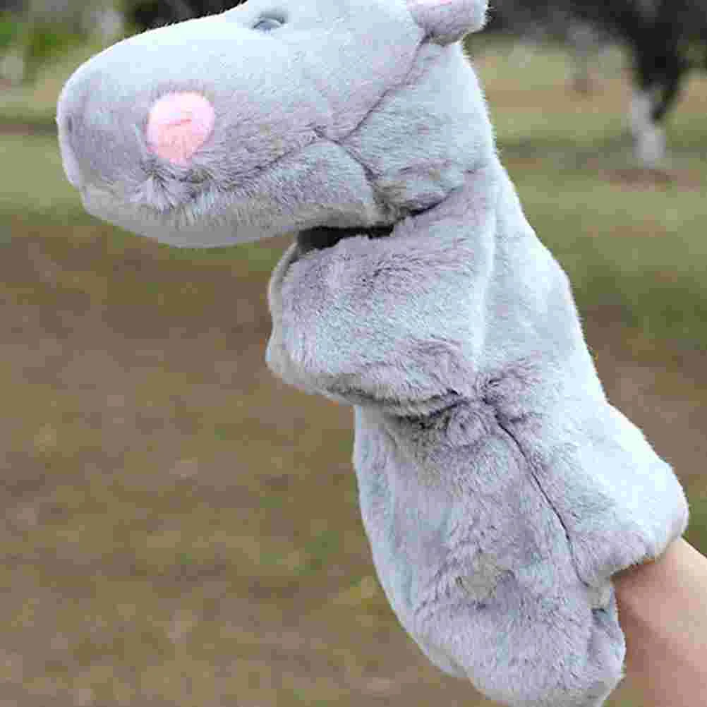 1PC Hippo Toy Plush Hand Puppet Story Telling Prop Role Play Accessory Party Favor for Parent Child (Dark Grey)